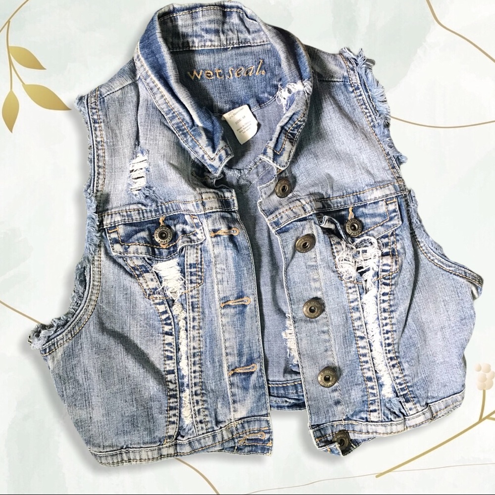 DISTRESSED DENIM VEST by WET SEAL